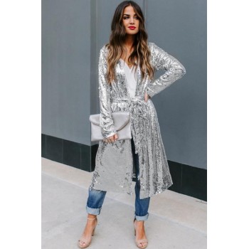 Major Compliments Sequin Duster Cardigan
